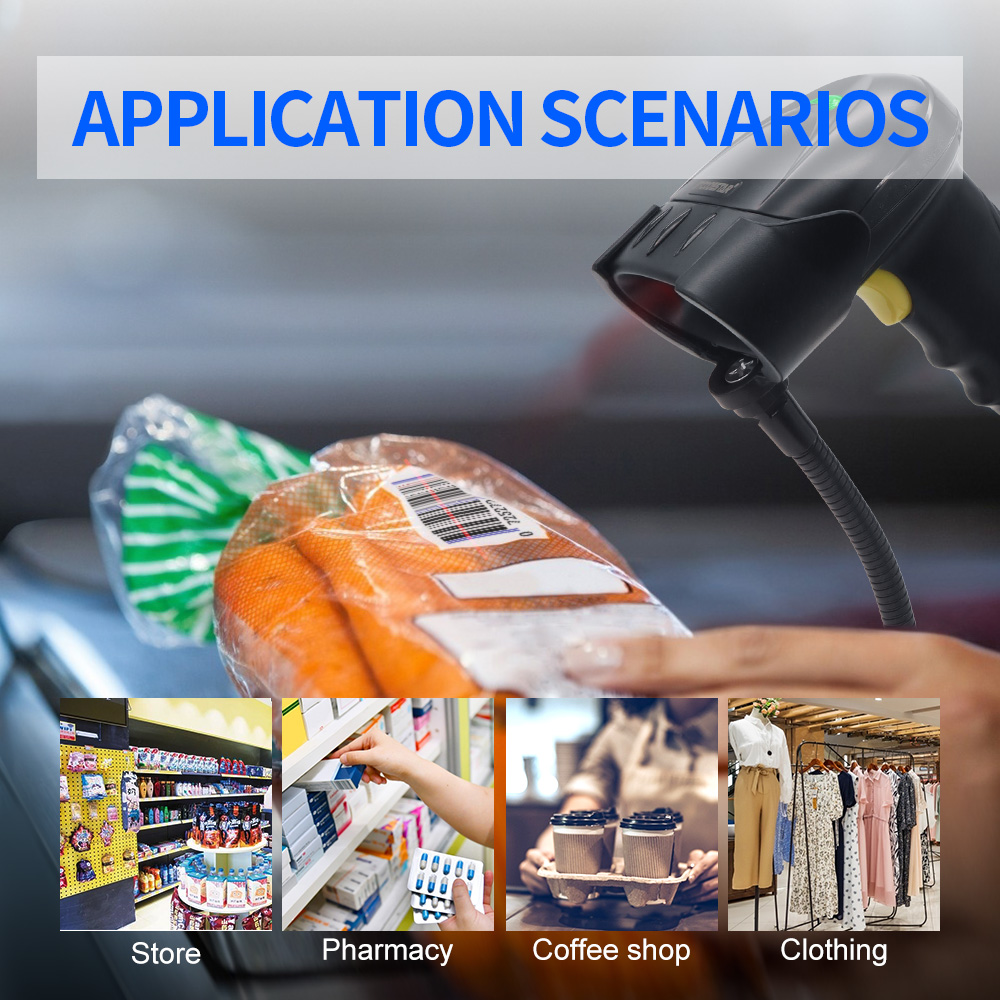 X-520AT-1D Automatic Laser Wired Handhold Barcode Scanner With Stand_5