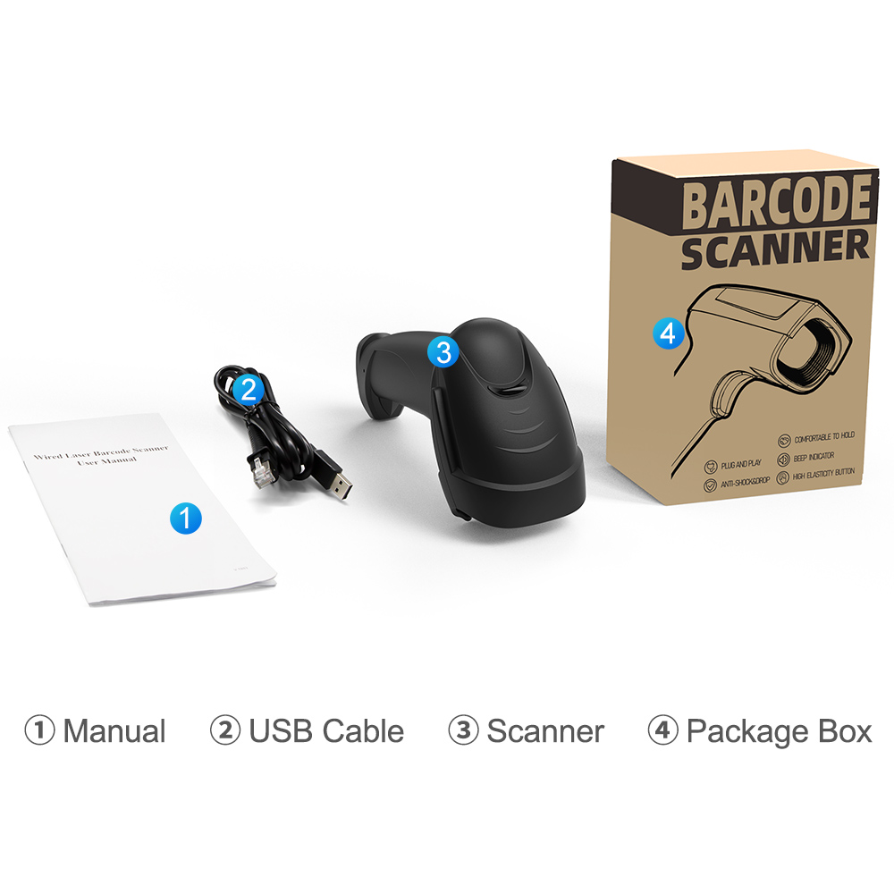 X-9100 1D Laser Wired handhold Barcode Scanner -6