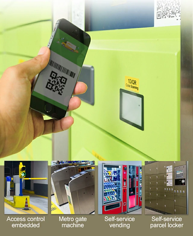 Xincode barcode scanner used in metro gate self-service parcel locker.webp
